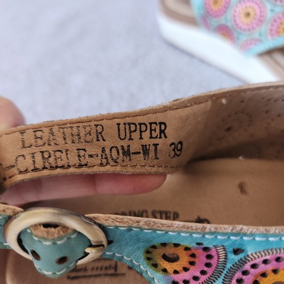 L'Artiste Spring Step Erice Sandal Slingback Buckle Leather Blue Pink - Picture 12 of 12